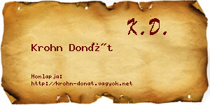 Krohn Donát névjegykártya
